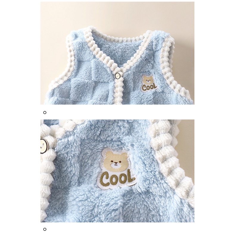 Áo Khoác Lông Cừu Không Tay Cổ Chữ v Thời Trang Thu Đông Cho Bé 73-120cm