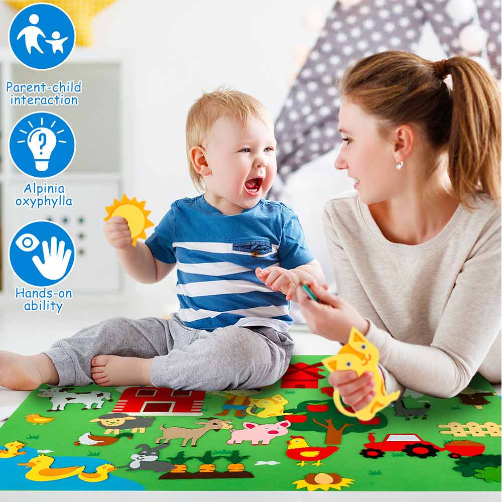 DIY Felt Board Toys Toddler Montessori Story Board Farm Animals Cartoon Pattern Wall Decoration Baby Early Learning Toys