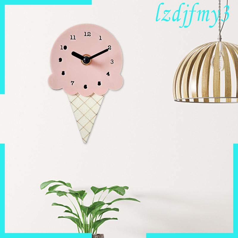 Đồng Hồ Bằng Gỗ Hình Cây Kem Đơn Giản Phong Cách Bắc Âu