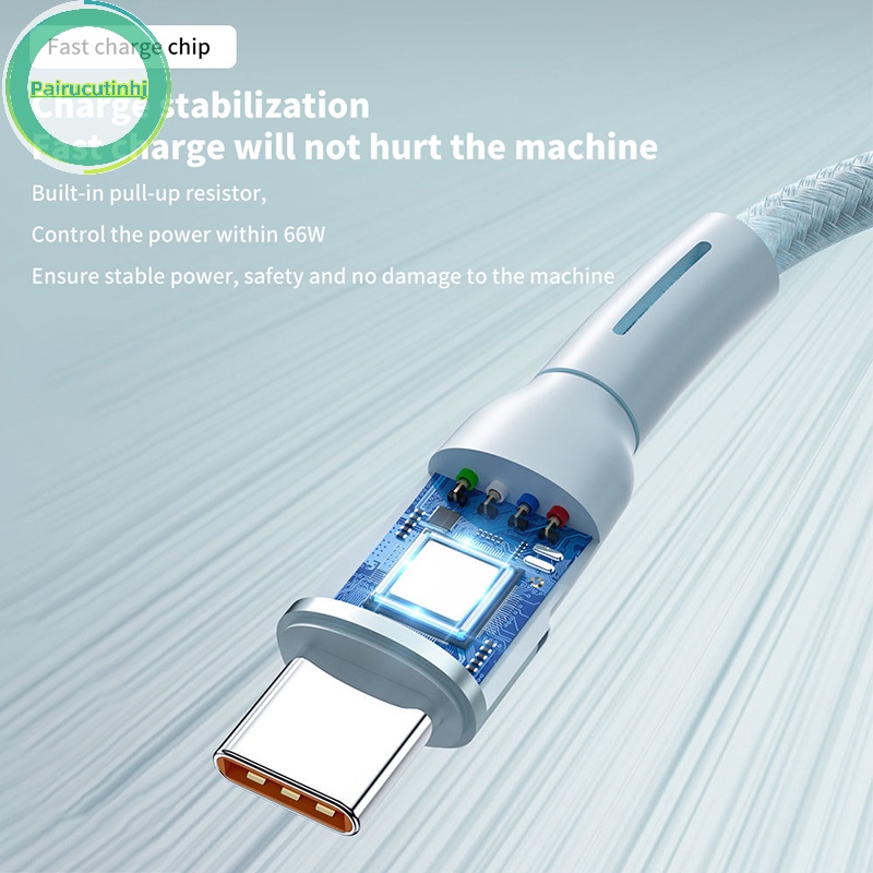 Dây Cáp Sạc Nhanh parucutin 6a 120w usb type c Có Đèn led Cho huawei p30 p20 xiaomi 13 12 pro poco oneplus 11 10 redmi oppo vn