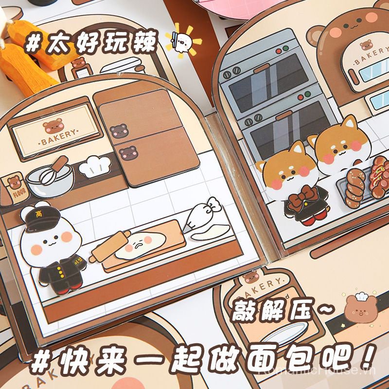 Bakery Sách Nén Hình Gà Rán Phát Nhạc Thủ Công Sáng Tạo diy Cho Bé Gái