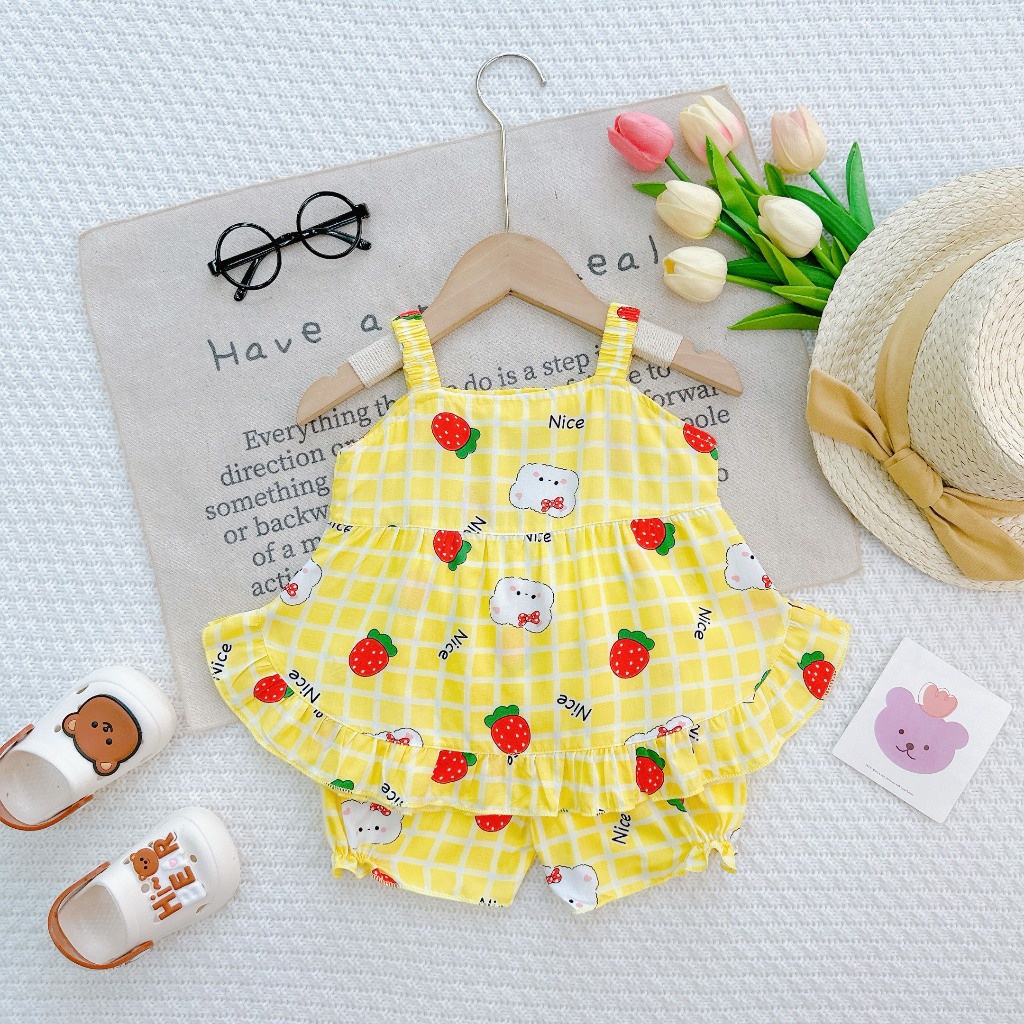 Đồ Bộ Mặc Nhà Vải Tôn -Bộ Hai Dây Tole Cho Bé mềm mịn mát kiểu dáng xinh xắn đáng yêu cho Bé Gái 7-13kg