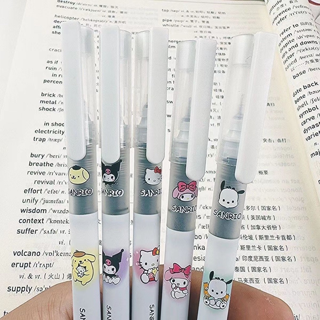 SANRIO Bộ 5 Bút Mực Nước Ngòi 0.5mm Hình kuromi Pacco Dễ Thương
