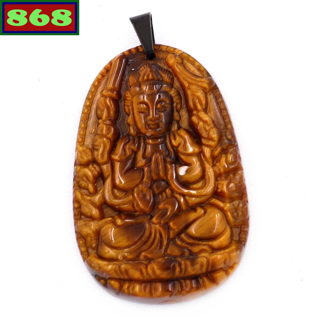 Mặt phật Thiên thủ thiên nhãn đá hổ 3.6 cm, Quan âm nghìn tay nghìn mắt