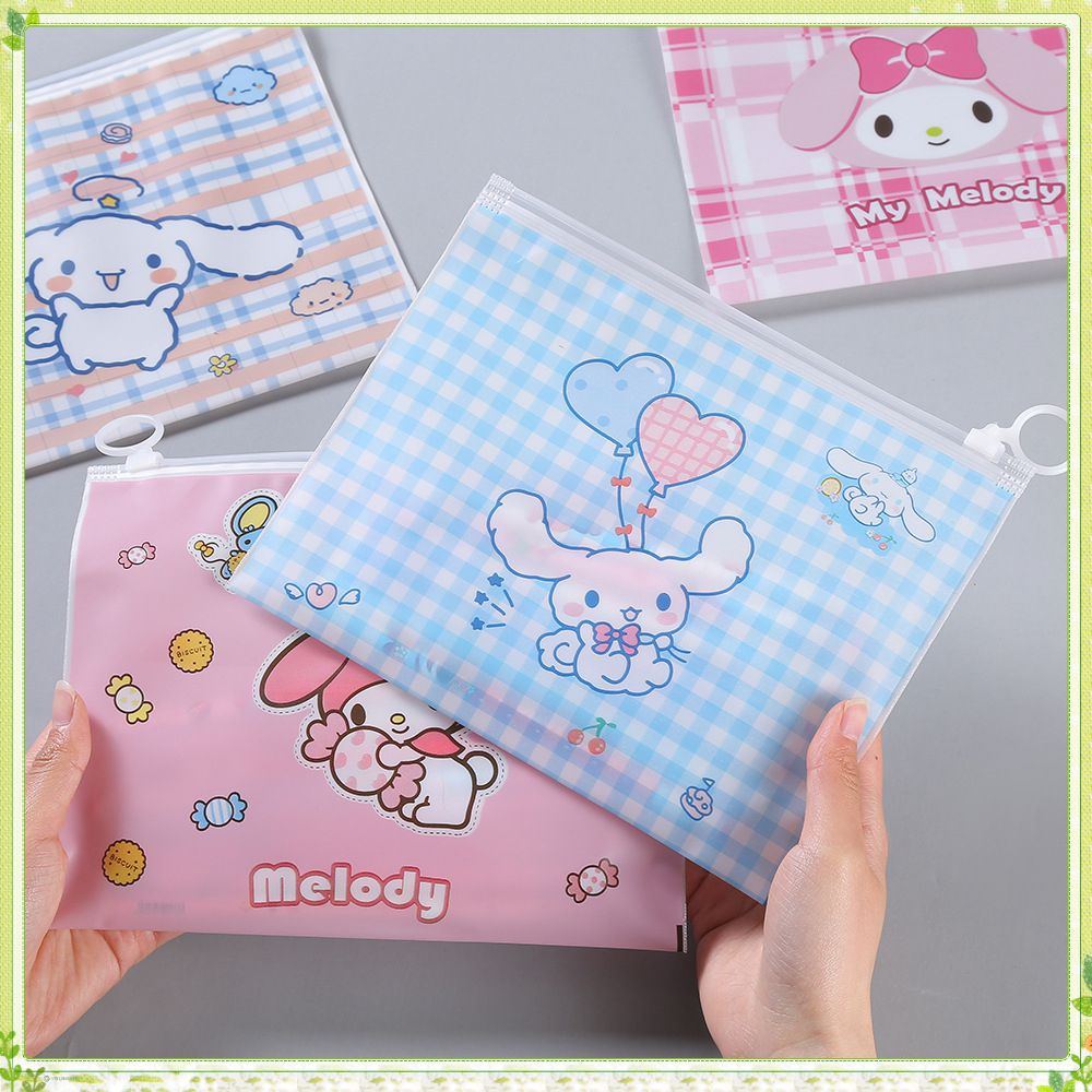 Lomhome❤ Túi Zip Dễ Thương Hoạt Hình Sanrio, Túi đựng Bút, Túi đựng Vật Dụng Cá Nhân Bằng Lụa Mờ Có Khóa Kéo ❤Lomhome