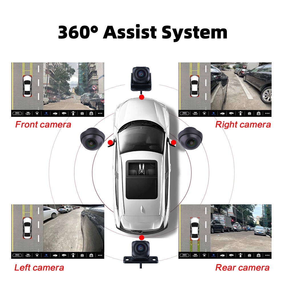 360° Camera Hành Trình 1080p ahd Phía Trước / Sau / Trái / Phải 360 3d Cho Xe Hơi android radio
