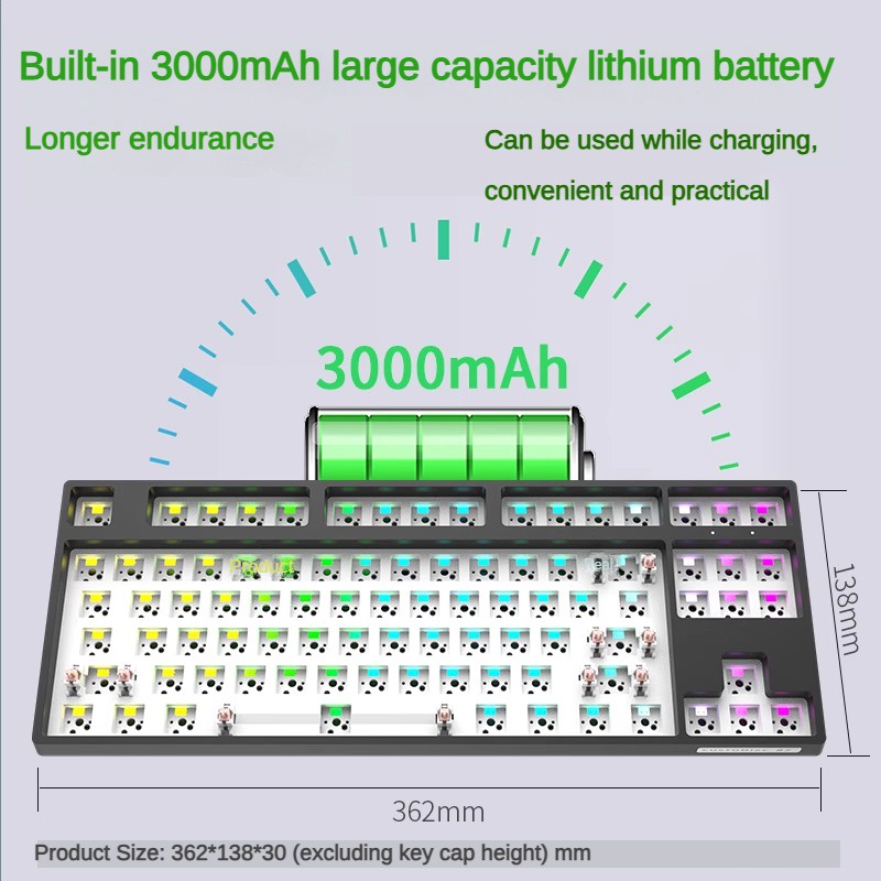 Dk87 Bộ Bàn Phím Cơ Chơi Game Không Dây bluetooth 2.4g Màu Vàng / Nâu