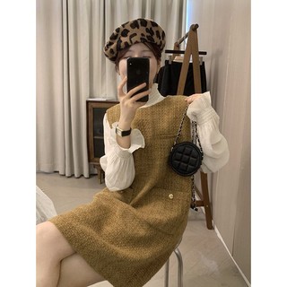 Set áo sơ mi và váy yếm thời trang nữ tính