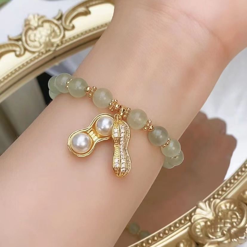 Vòng Đeo Tay May Mắn Họa Tiết Lá Đậu Phộng Dễ Thương Thời Trang Cho Nữ