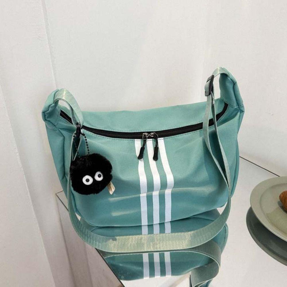 Shanhai Túi Đeo Chéo nylon Màu Trơn Họa Tiết Kẻ Sọc Đơn Giản