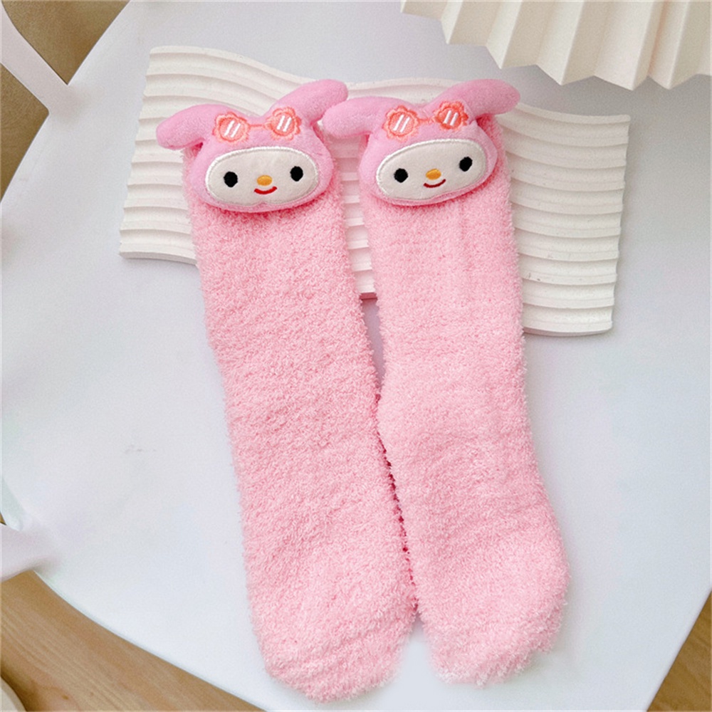 Kawaii Sanrio Kuromi Mymelody Cinnamoroll Pochacco Tất Nhung San Hô Tất đi Sàn Dày Giữ ấm Quà Tặng Giáng Sinh Cho Bé Gái.
