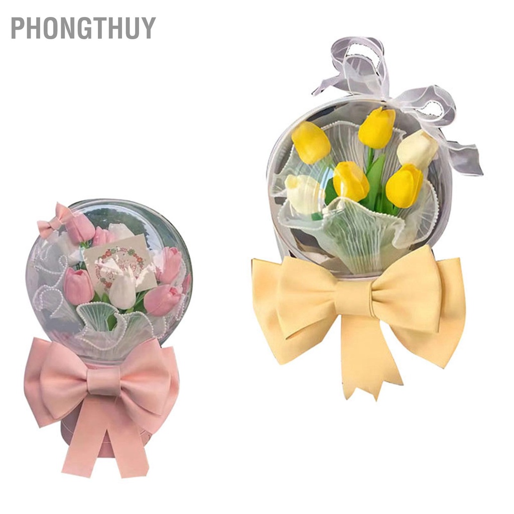 PhongThuy Bó hoa Tulip DIY cho bạn gái Thủ công nhân tạo tinh tế giả để trang trí đám cưới