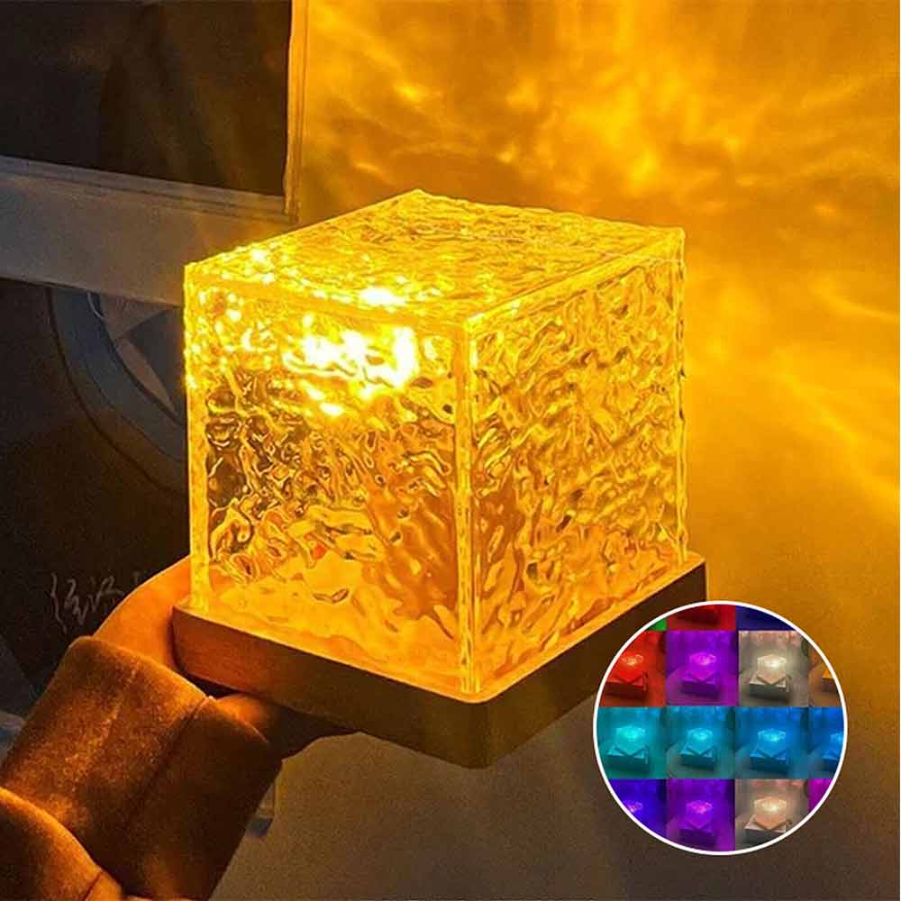 Decoration Sea Wave Night Light Rotating Water Ripple Small Night Lamp Creative Bedroom Bedside Flame Atmosphere Lamp Dynamic