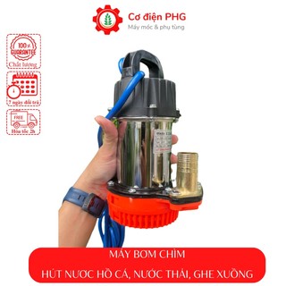 Bơm chìm hút hồ cá, hút nước thải, bơm chống ngập 250W sử dụng điện ắc quy 12V Cánh quạt inox, BH 3T