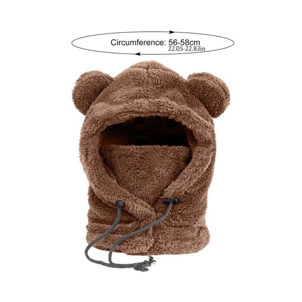 Dingyifeng Mũ Trùm Đầu Che Tai Gấu Bông Dày Dặn Ấm Áp Dễ Thương Chống Gió Ngoài Trời