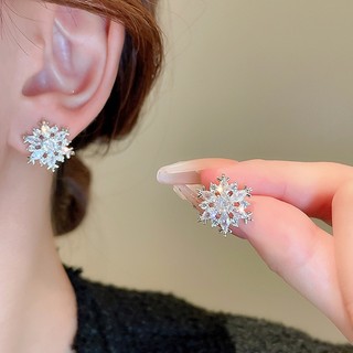 Bông Tai Bạc 925 Hình Bông Tuyết Đính Đá zircon Thời Trang Dành Cho Nữ