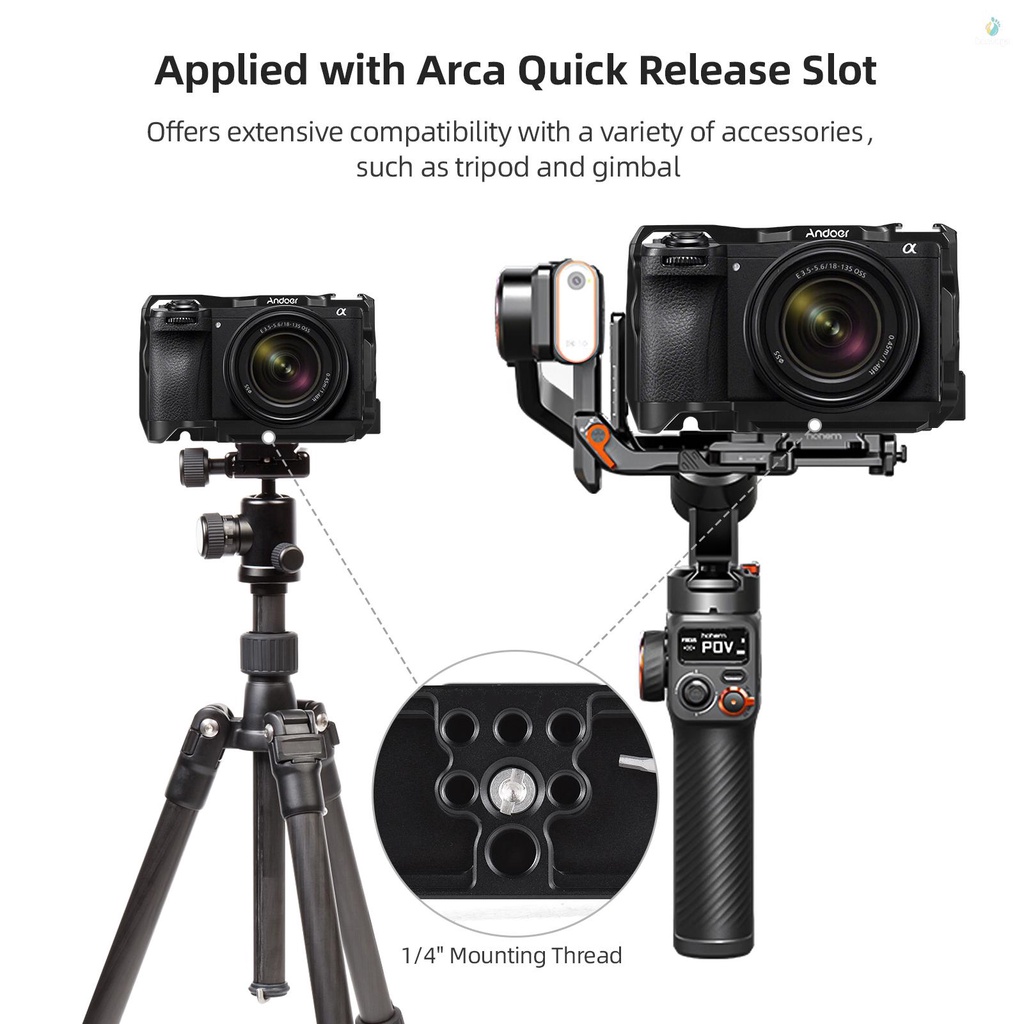 Andoer Aluminum Alloy Camera Video Cage - Perfect Fit for  A6700 Camera