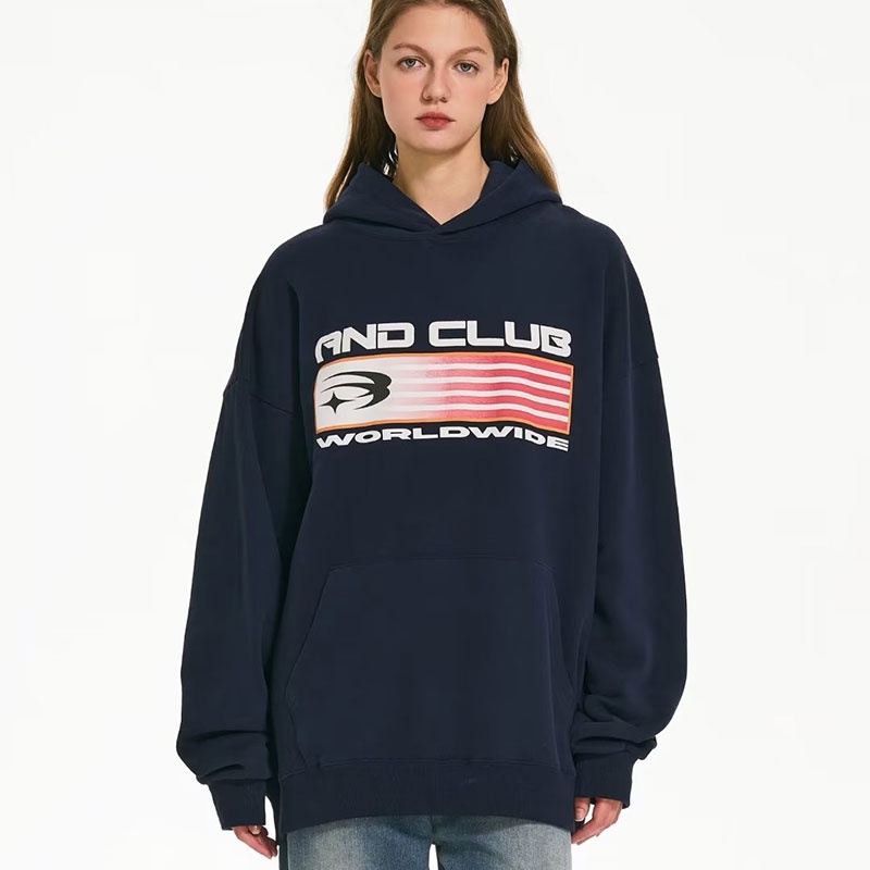 Áo hoodie VUNC dáng rộng in chữ phong cách đường phố Mỹ cá tính cho nam