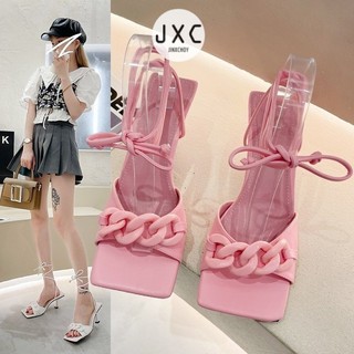 Jinxchoy giày cao gót nữ quai thắt cổ chân thời trang độc đáo