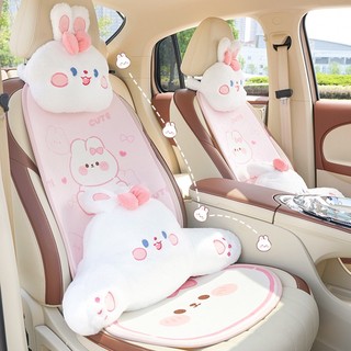 Cartoon Car Headrest Plush Embroidered Bow Rabbit Car Comfortable Neck Pillow Winter Warm Car Lumbar Support Pillow New Fashion Car Headrest  car interior accessories