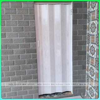 Cửa Xếp Nhựa Nhà Vệ Sinh Màu Trắng 0.7x1.8m | 0.8x1.8m, Cửa Kéo Lùa Nhà Tắm, Hàng Cao Cấp Vân Gỗ