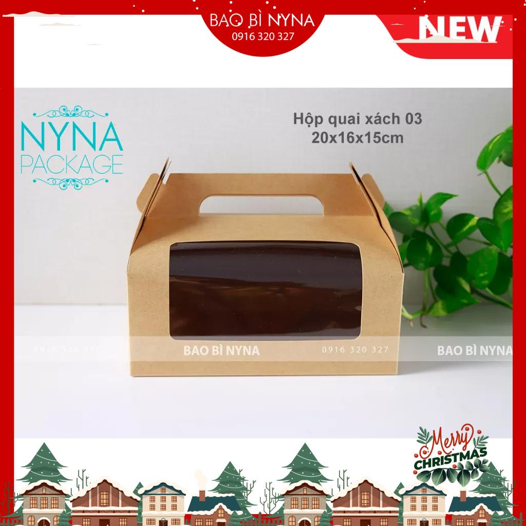 COMBO 10 Hộp giấy Kraft quai xách 03 - 20x16x15cm - có cửa sổ