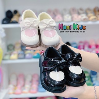 Giày da bóng đế mềm chống trượt đính nơ xinh xắn cho bé gái