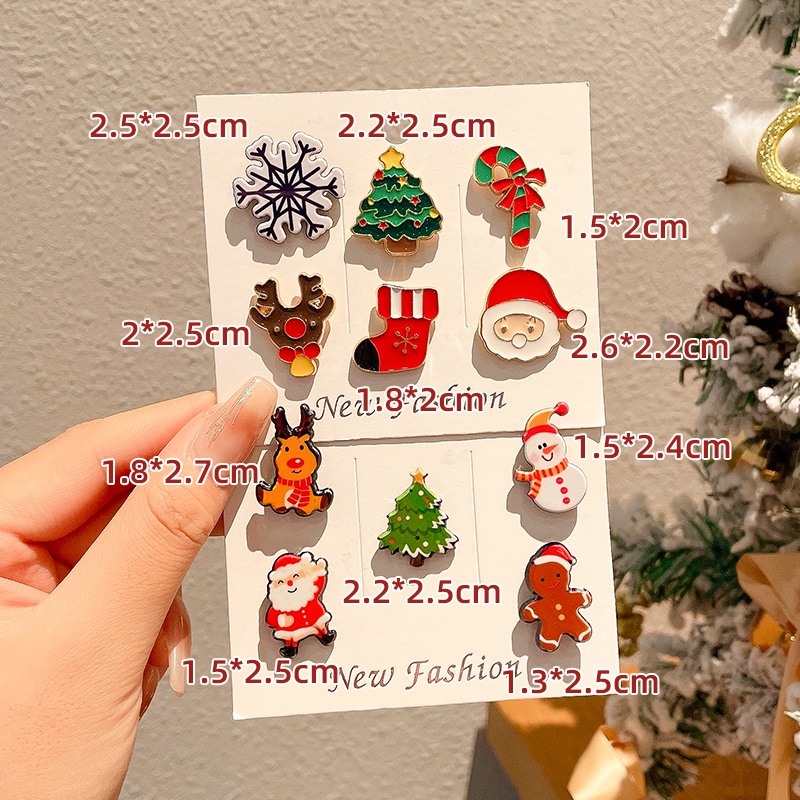 Bộ 2 Ghim Cài Áo Kim Loại Hình Ông Già Noel Hoạt Hình Dễ Thương