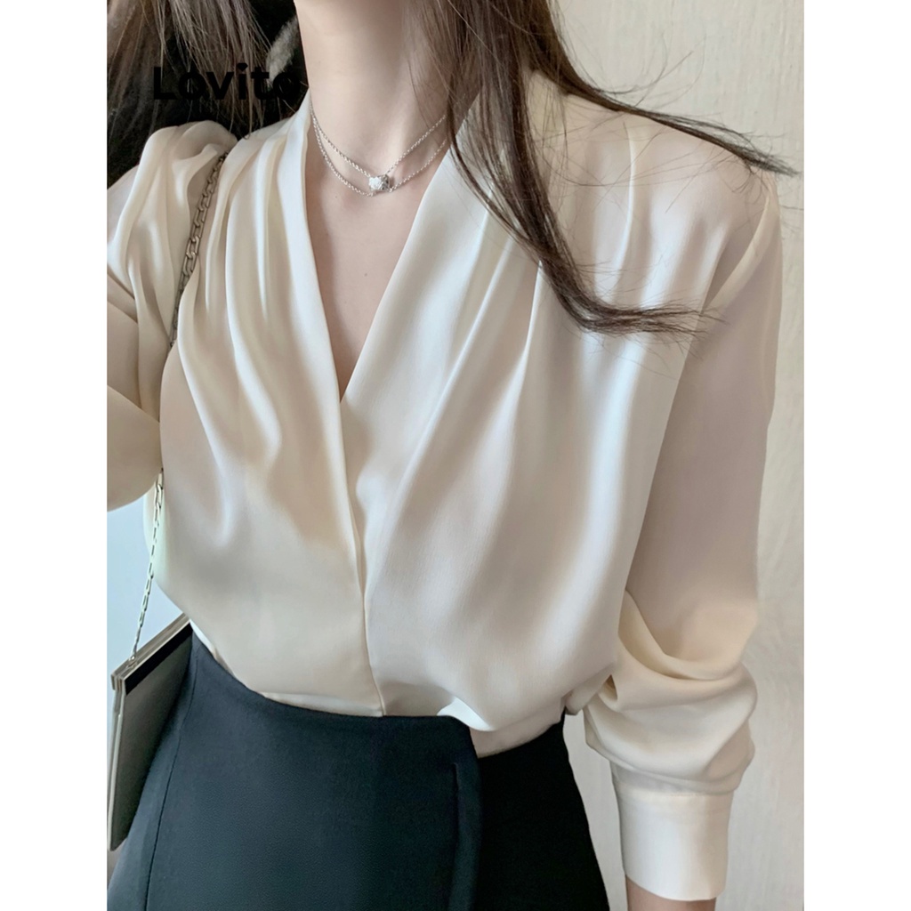 Lovito Áo quấn trơn thanh lịch cho nữ LNE27202 (Trắng)