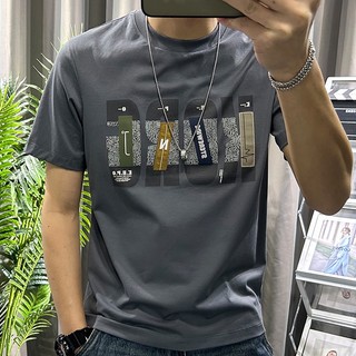 Áo thun tay ngắn chất liệu 100% cotton in hoạ tiết đơn giản trẻ trung thời trang 2023 cho nam giới#t恤#男士t恤