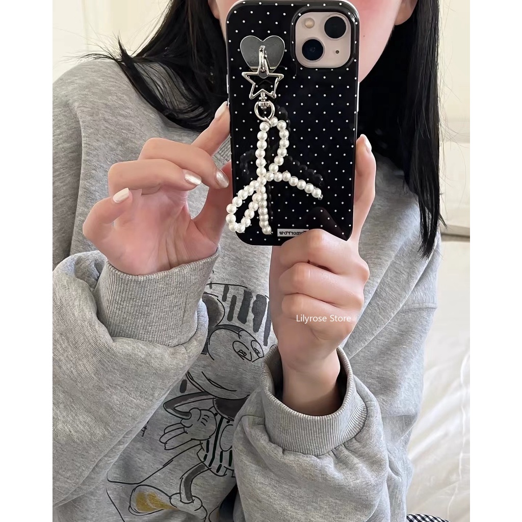 Ốp Điện Thoại Đính Nơ Bướm Trắng Đen Cho iphone 15 pro max 14 13 pro