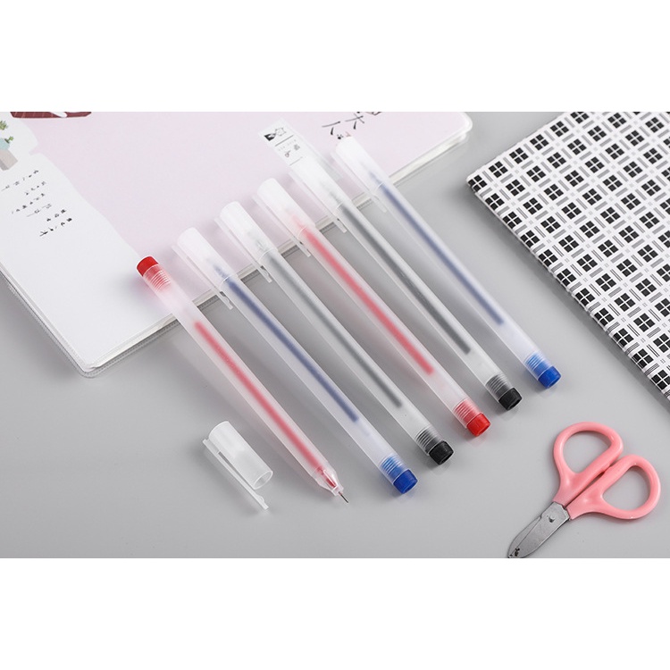 Bút Gel 0.5mm Vỏ Nhám Viết Trơn Nét Mảnh Full Màu