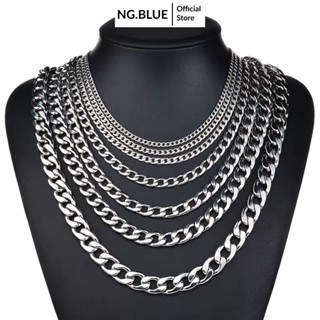  Vòng cổ dây chuyền nam nữ bạc đẹp trơn dây mắt xích cuban đơn giản thép titan không gỉ phụ kiện thời trang 50,55,60 cm 