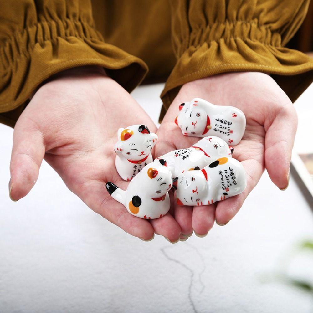 Giá Đỡ Bút Bằng Gốm Hình Mèo May Mắn Để Bàn