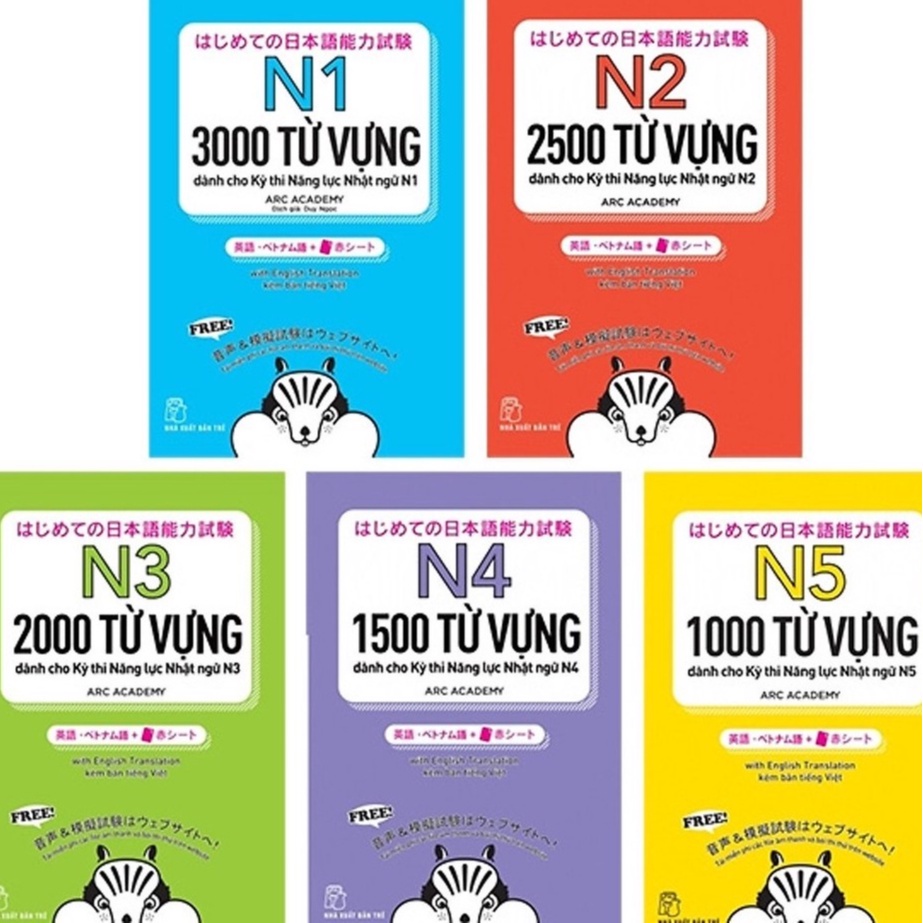 Sách - Combo Bộ 5 Cuốn Tango Từ Vựng Cần Thiết Cho Kỳ Thi Năng Lực Nhật Ngữ N1 Đến N5 ( Bản tiếng việt )