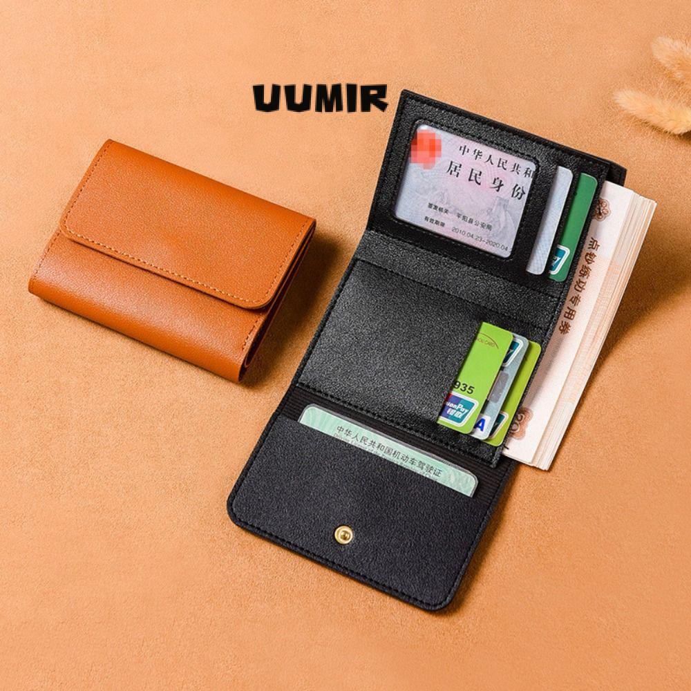 UUMIR Ví Đựng Thẻ Bằng Da pu Màu Trơn Nhiều Ngăn Di Động Cho Nam Và Nữ