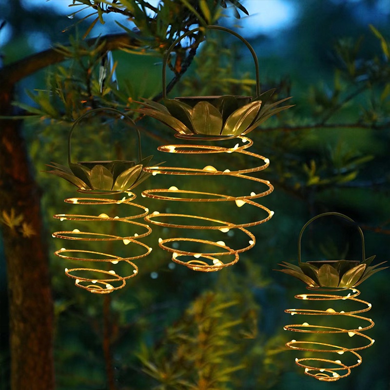Yuki Đèn led Treo Trang Trí Sân Vườn Hình Quả Dứa Bằng Sắt Chống Nước Chạy Năng Lượng Mặt Trời