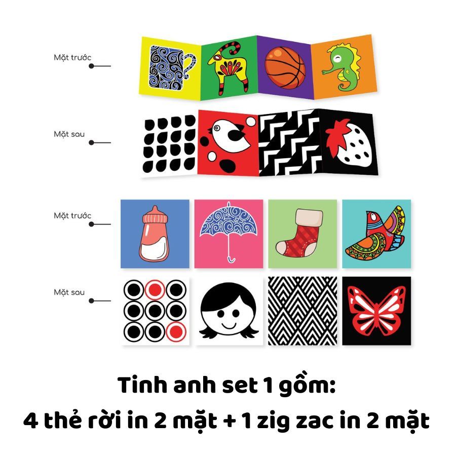 Bộ thẻ kích thích thị giác cho bé bao gồm thẻ gấp và thẻ decal dán tường thương hiệu Lalala baby