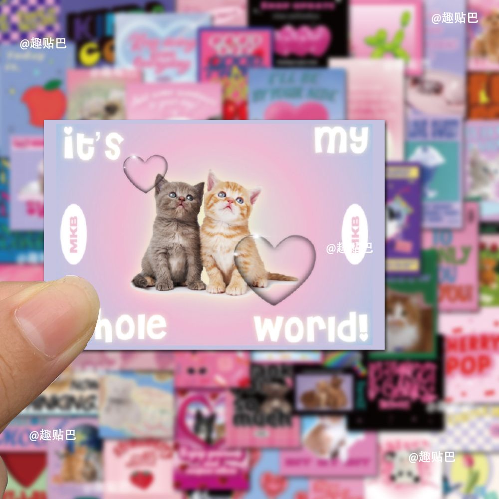 Bộ 64 Miếng Dán Trang Trí Mũ Bảo Hiểm / Bút Chì Chống Thấm Nước Họa Tiết graffiti Màu Hồng Xinh Xắn