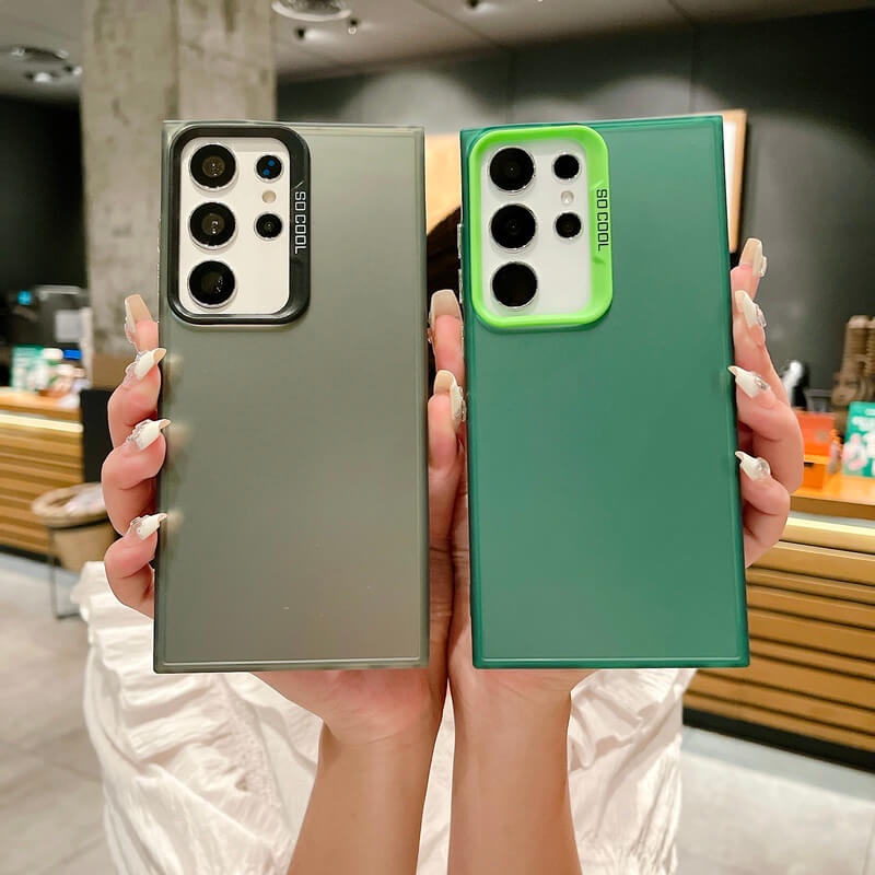 ốp lưng ins Samsung Galaxy A72 A22 Note 20 4G Ultra 5G S20 Plus FE S20+ Solid Color Matte Laser Hard Shell silver Color Soft Edge Anti-fall Phone Back Case 1CYD 01