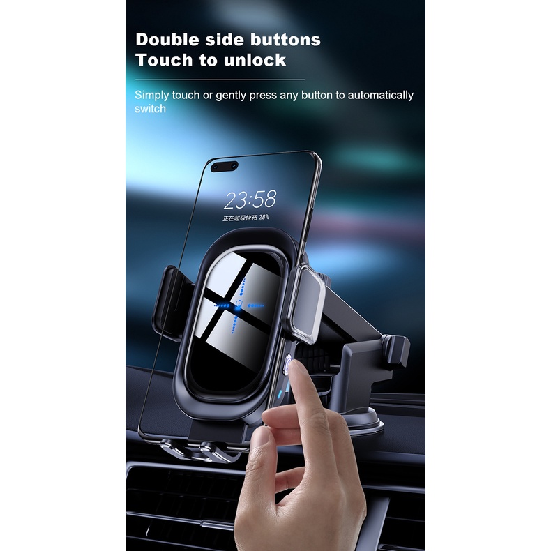 Giá Đỡ Sạc Nhanh qi Không Dây 15w Gắn Bảng Điều Khiển Xe Hơi Thông Minh iphone 15 / 14 / 13 / 12