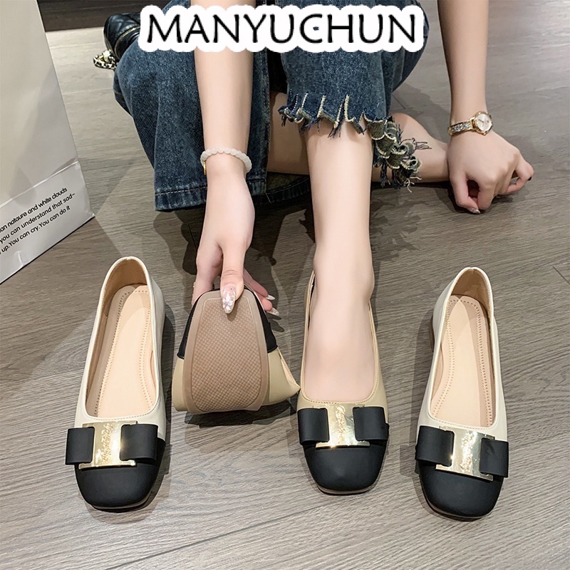 MANYUCHUN Giày Búp Bê Da Cao Cấp Phong Cách Pháp Thanh Lịch Dành Cho Nữ da mềm Sal thời trang công sở đẹp cao cấp Đi biển Bền Thời thượng Phong cách FBL23C054S 49Z231205
