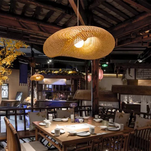 Đèn Chùm Tre 40cm Cho Nhà Hàng Trung Quốc Mới, Quán Bar, Đèn Lồng Bằng Tre zen Phòng Trà Gia Đình, Nhà Hàng hot Pots, Nhật Bản Cố Định Nhẹ Cố Định