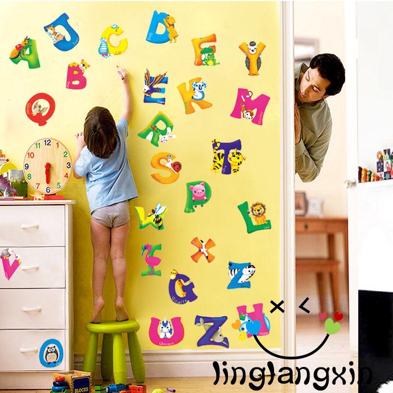 Mx-a-z Miếng Dán Tường Trang Trí Hình Chữ Cái Tiếng Anh Và Động Vật Tháo Rời Được Dành Cho Nhà Trẻ
