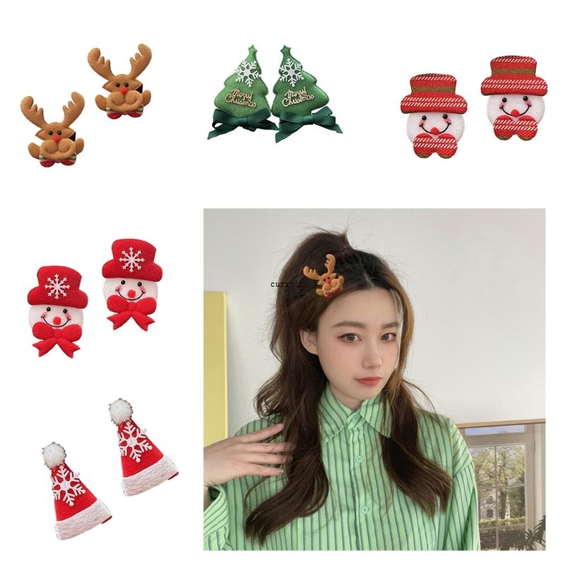 ✿ Kẹp Tóc Hình Nón Giáng Sinh Đính Lông Lấp Lánh