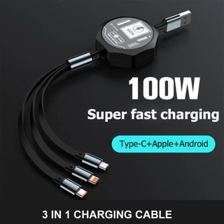 Cáp sạc nhanh usb type c 3 trong 1 100w 100w chuyên dụng cho điện thoại iphone android