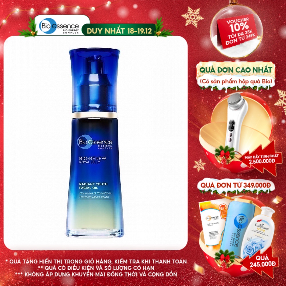 Tinh chất trẻ hóa da dưỡng da tươi trẻ Bio-Essence Bio-Renew facial oil chiết xuất chất sữa ong chúa 40g
