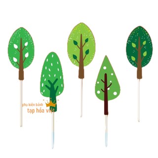 Set 5 hình giấy lá cây trang trí bánh