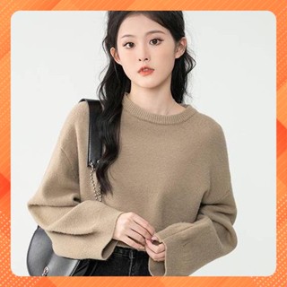 [C247] Áo len thun Montoghi dệt kim nữ CROPTOP cổ tròn LÔNG THỎ tay dài Quảng Châu - kholenqc