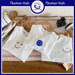  Áo Thun cotton Nguyên Chất Tay Dài In Họa Tiết Mặt Cười Thoải Mái Cho Bé 3-10 Tuổi